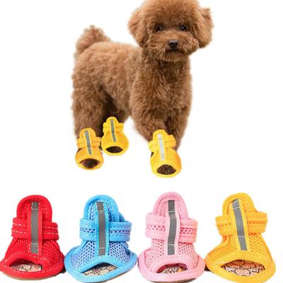 4 ks/sada Pet Shoes Tendon Bottom Mesh Prodyšné sandály pro psy