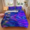 Neon Forest Adventure Printed 3pcs Bedding Set Soft Microfiber 1 Duvet Cover And 2 Pillowcases Home Bedroom Decor Xmas Gift K1666