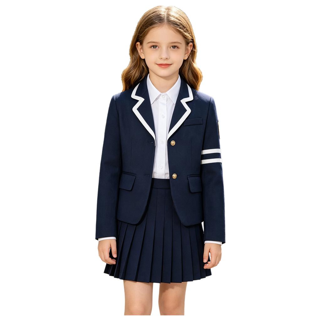 Giacca Suit Scolastica Unisex per Bambini con Collo a Revers e Manica Lunga