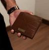 Leather Wallet 1B Brown -Croc-Look Nappa Leather Men's Wallet with Coin Pocket & 6 Card Slots