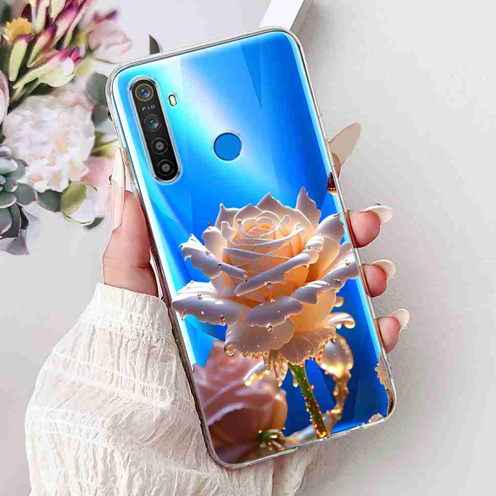 For Realme 5 RMX1911 6.5" Case Fashion Colorful Flower Soft Silicone TPU Cover For Oppo Realme5 RMX1919 Butterfly Bumper Shell