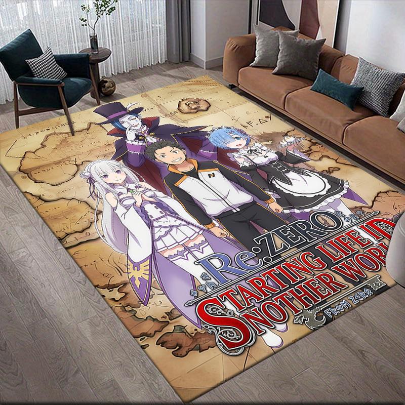 Retro ReZero Starting Life in Another World Anti-Slip Floor Mat, Rectangular Carpet for Bedroom and Game Zone.xwn 60x90cm