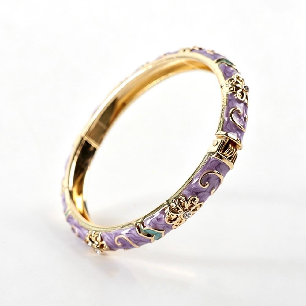 Colorful Vintage Cloisonne Bangle Traditional Women's Hand Bracelet Fashion Flower Bangle Girls