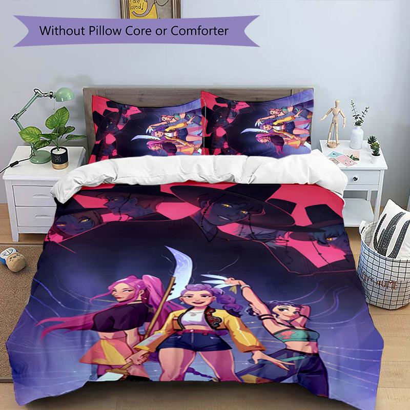 Set Biancheria da Letto KPOP Hunter 3 Pezzi Copripiumino Chiusura Include 1 Copripiumino & 2 Federe per Tutte le Stagioni Camera da Letto Casa Arredamento Stanza del Dormitorio