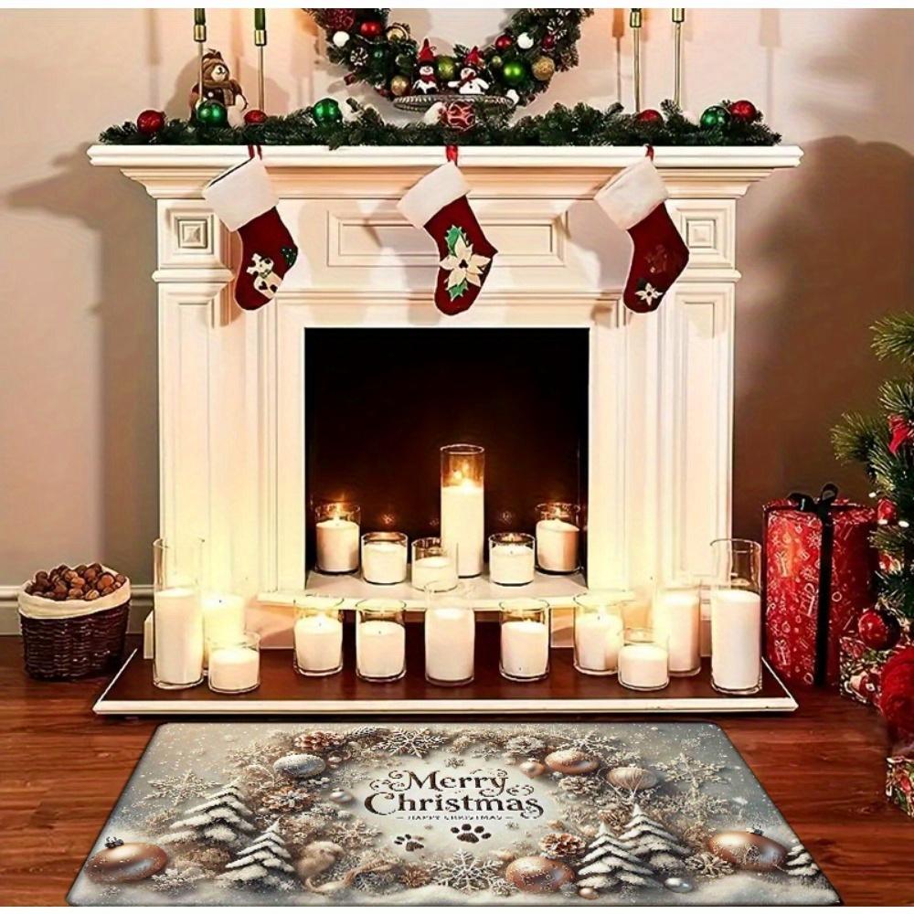 1Pcs Anti Fatigue Kitchen Rugs, Christmas Cedar Tree Print Waterproof Non-Slip Thick Cushioned Kitchen Mat Heavy Duty Comfort Standing Mat for Kitchen