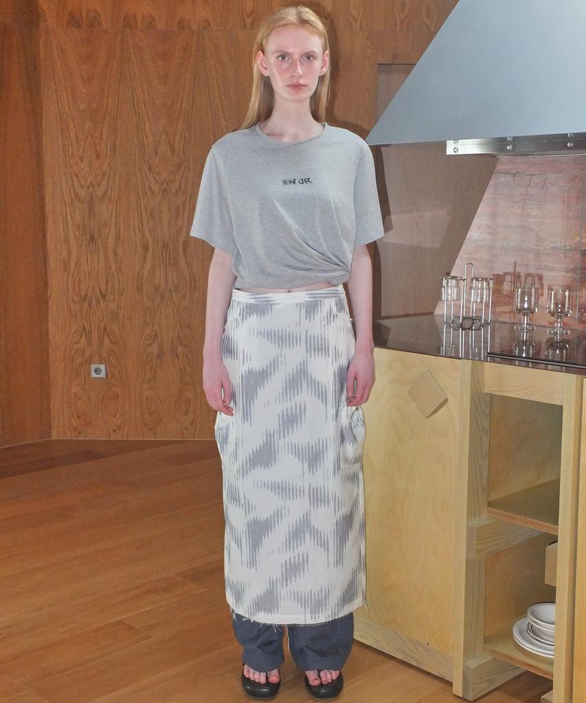 Enor Cargo String Wave Skirt - Gray