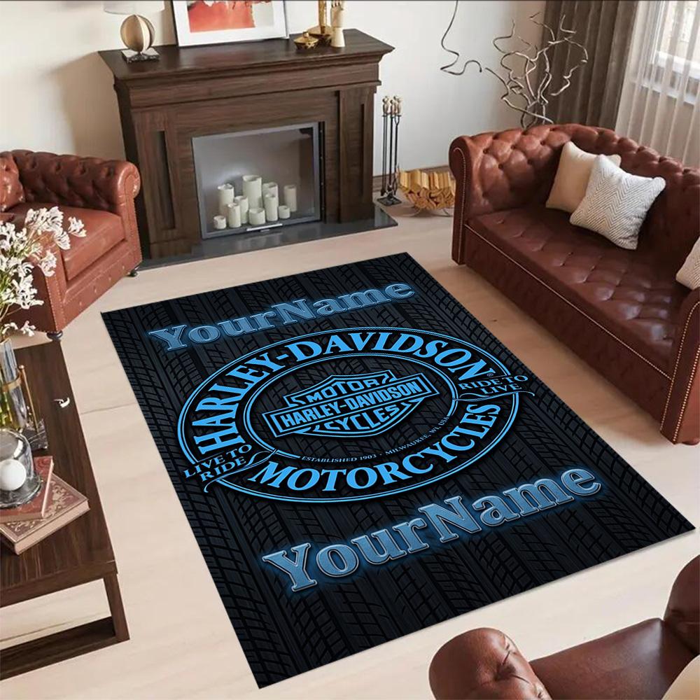 Harley-davidson Motorcycles Customize Your Name Floor Mat Design for Playrooms Foyer Dormitory Decorate room Antislip Carpet Anime Office Decor