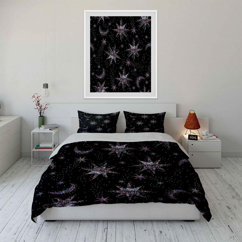 Starry Night Pattern Home Decor Soft Comfortable Duvet Cover Bedding Set Included 1*Duvet Cover & 2*Pillowcases, Gift