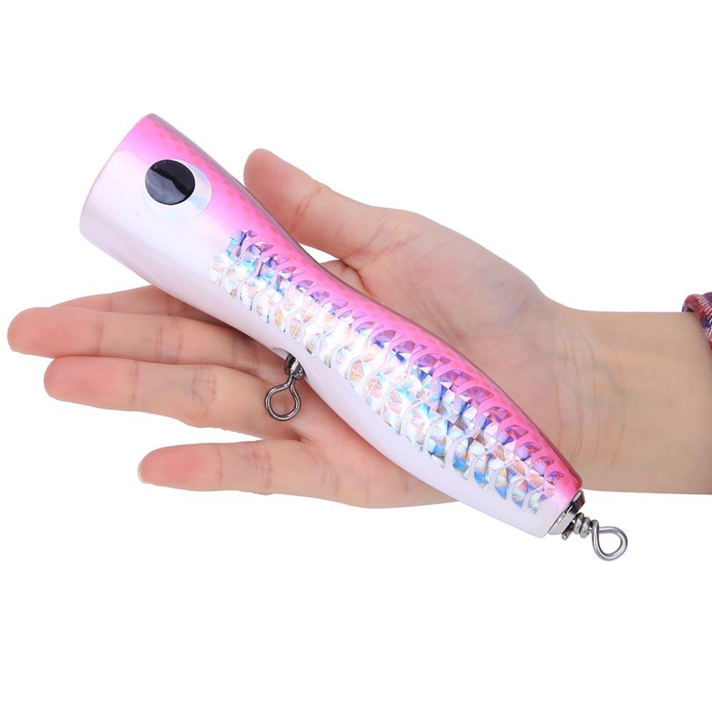 

16.5cm 65g Topwater Popper Lure Wooden Artificial Popper Lure Durable Popper Lure Topwater Fishing рожевий