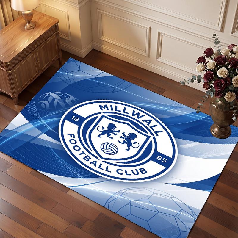 Millwall Football Print Crystal Velvet Rug, Comfortable Water Absorbent Non Slip Indoor Floor Carpet