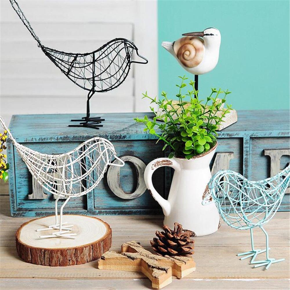 Vintage Metal Wire Bird Figurine Mini Abstract Animal Statue Modern Home Decor Craft for Wedding Birthday Gift To Friends