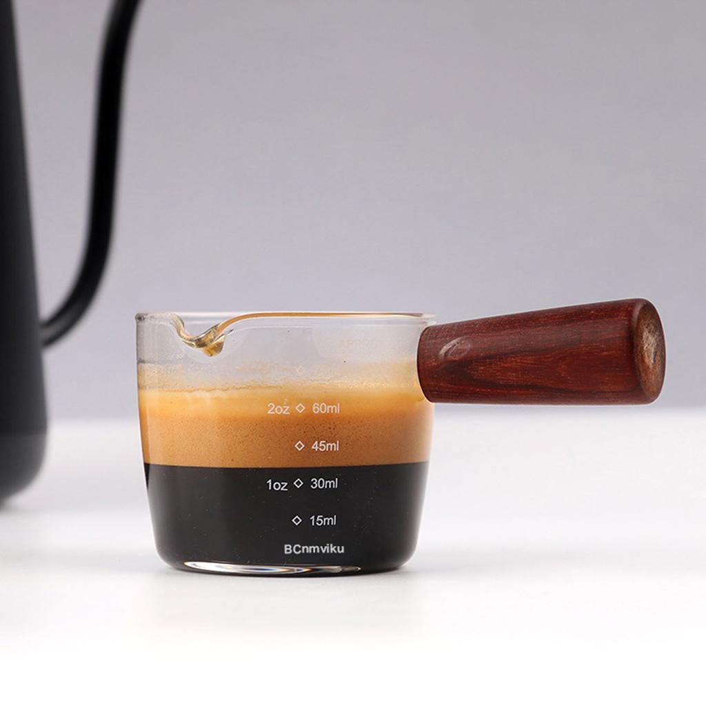 

Borosilicate Espresso Shot Glass Double Spout Measuring Cup 75ml Scale Mug for Cafe Kitchen Use