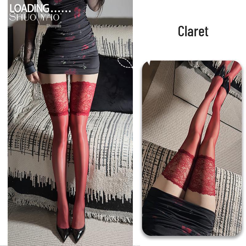 Camellia Black Silk Lace Thigh Highs - Ultra-thin, Sexy Aurora Stockings