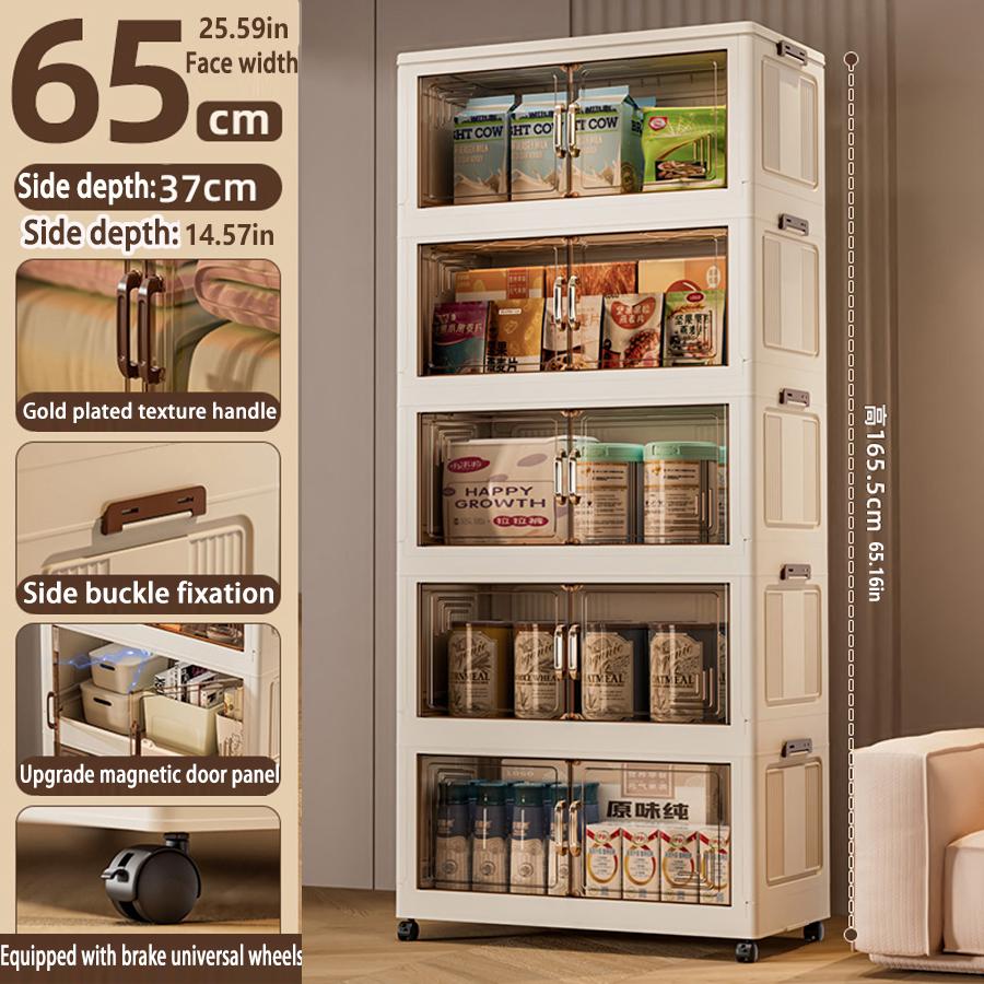 45/55/65cm Length Multifunction Folding Storage Cabinet Sundries Cabinet Large Capacity Dustproof Wardrobe Locker