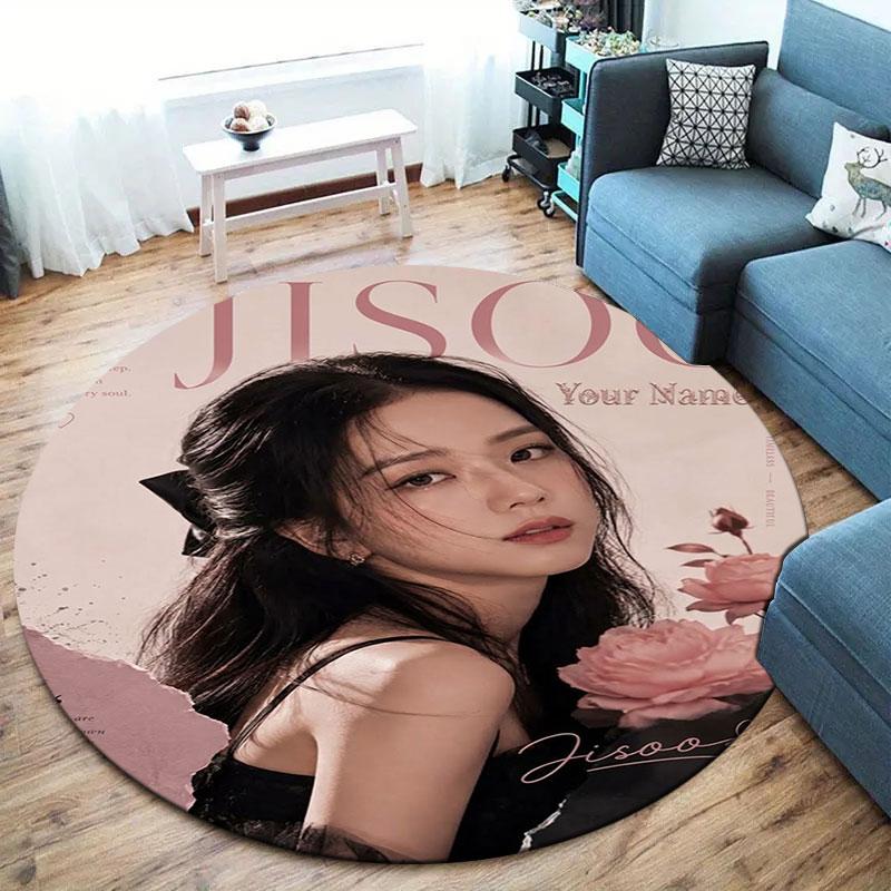 Blackpink Custom Name Round Area Rug,Carpet Rug for Living Room Bedroom Sofa Playroom Decor,Non-slip Floor Mat