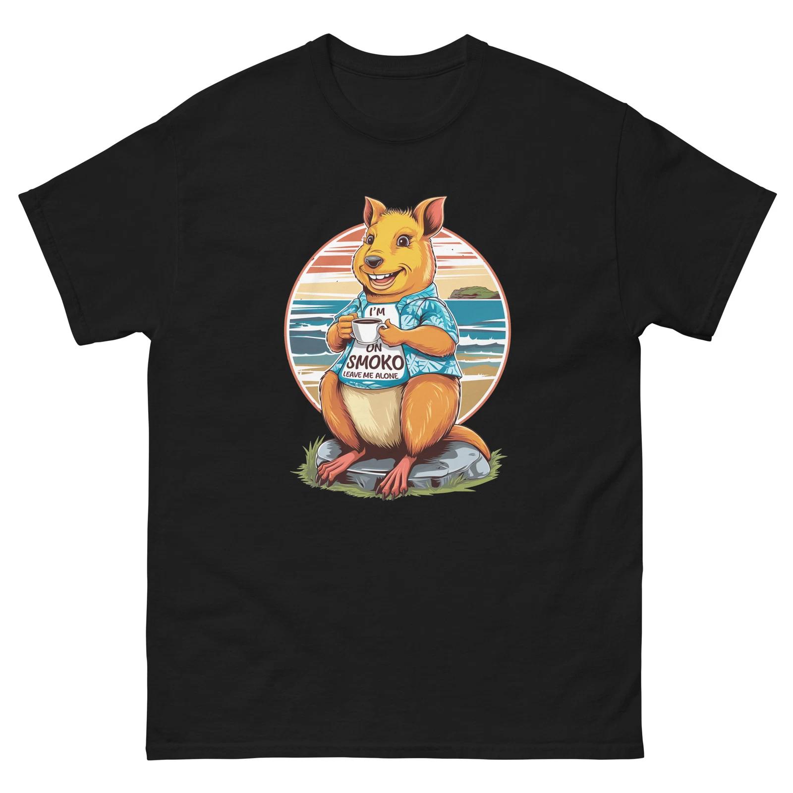 I m On Smoko Quokka Drinking Coffee Fun T-Shirt L
