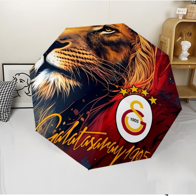 Galatasaray Fashionable Automatic Opening/Closing Folding Umbrella. Portable and Foldable, Ideal for Gift, Travel, and Daily Use.