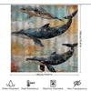 3D Printed Whales Bath Shower Curtain Waterproof Non-Slip Decorative Ocean Life Print For Bathroom