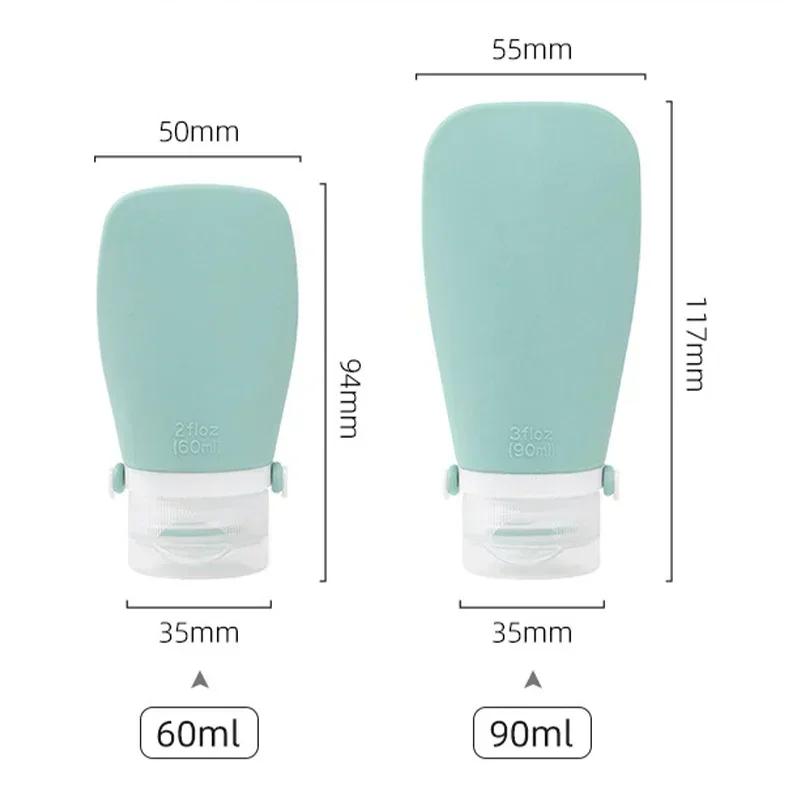 60/90ml Empty Bottle Portable Silicone Travel Bottle Leak Proof Squeezable Liquid Refillable Lotion Bottle Shampoo Container