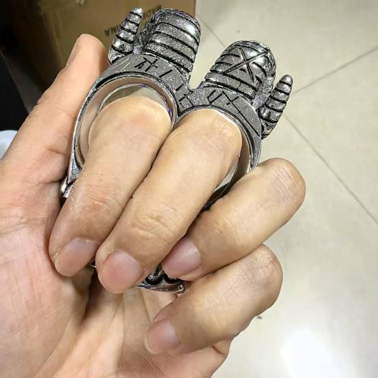 Pierścień na kostkę czaszka barana vintage gotycki mosiężny podwójny pierścień na palec dla motocyklistów punk rockowców