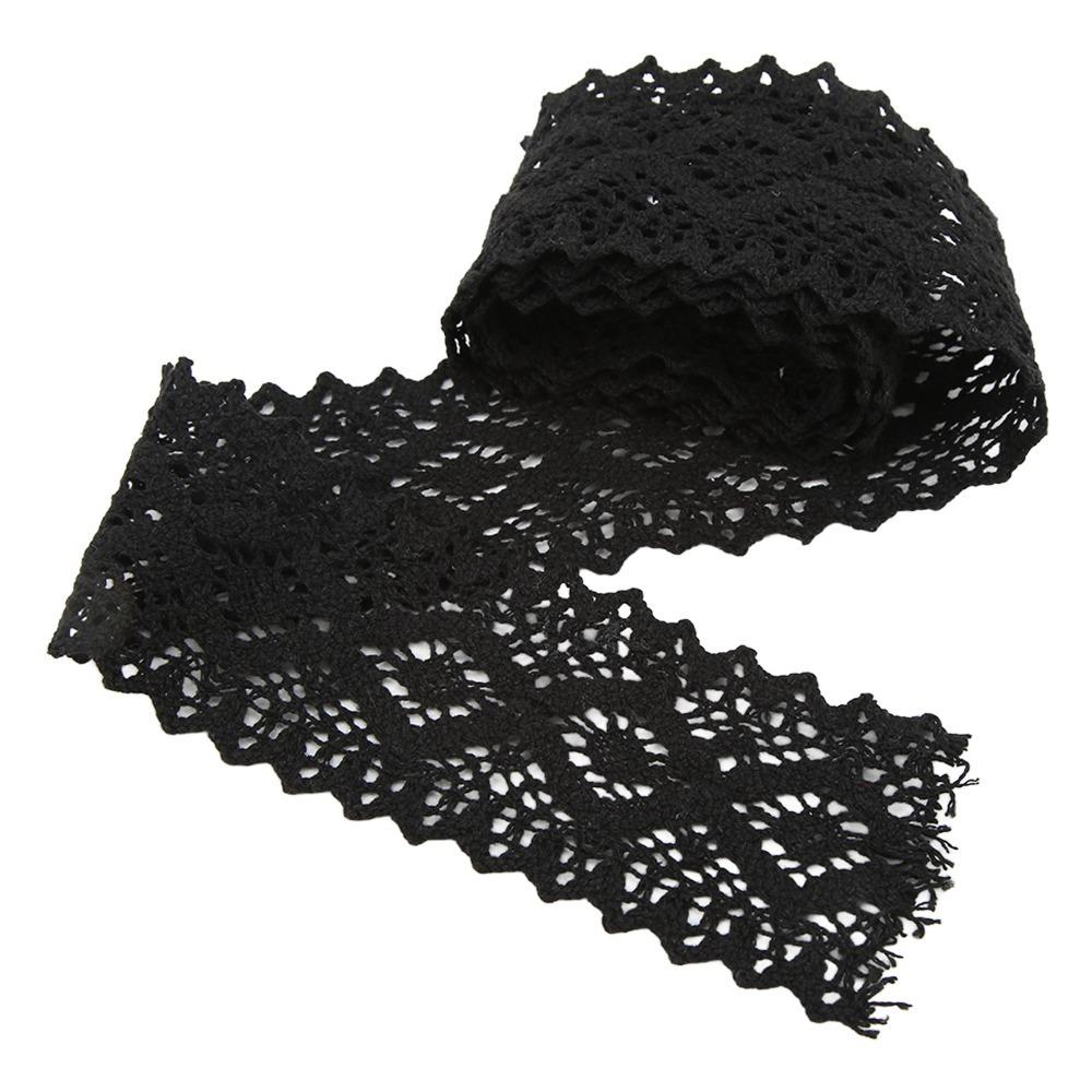 1pcs Black Cotton Lace Trim 8 Yards Length Decorative Lace Ribbon For Sewing Crafts