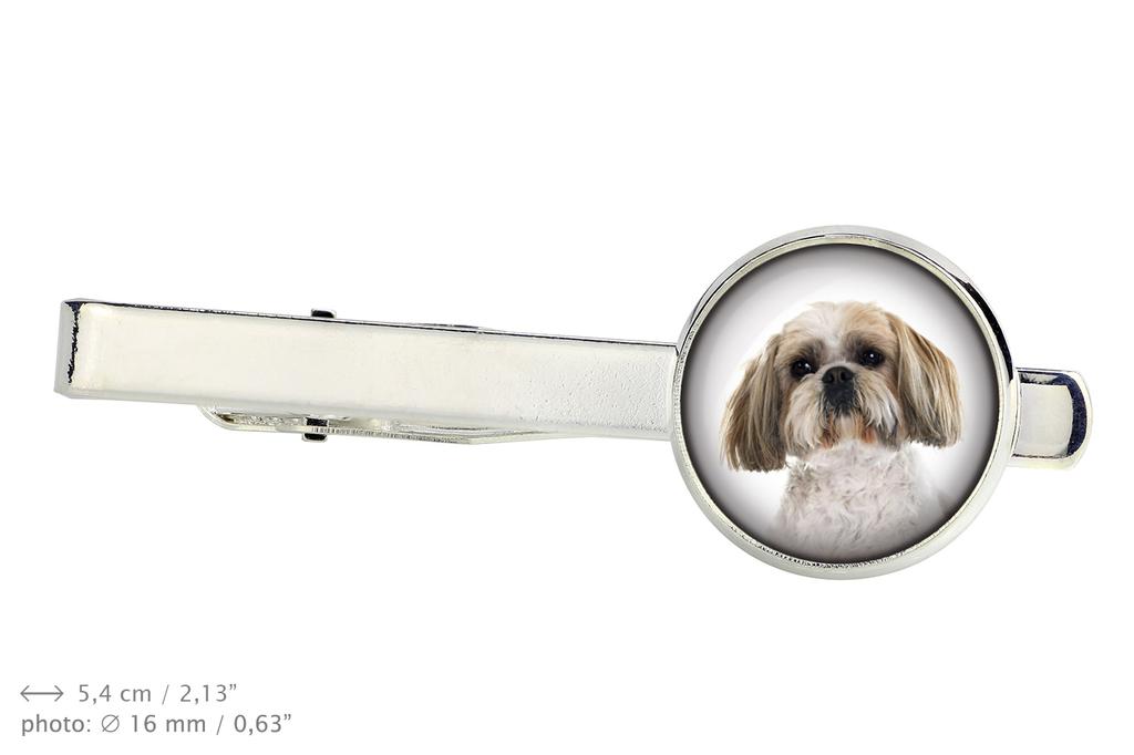 Shih Tzu, Krizantem Köpeği - kutulu kravat klipsi, şık kravat, Art-Dog markasından kişiselleştirilmiş takı