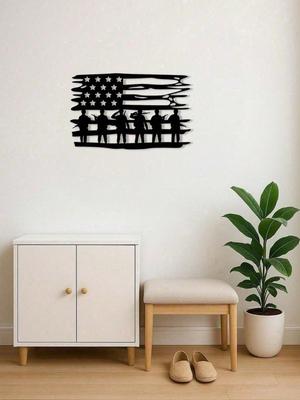 Patriotic Rustic Metal Wall Art Vintage American Flag Sign