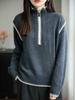 Women's 2026 New Casual Faux Two-Piece Half-Zip Knitwear Sweater