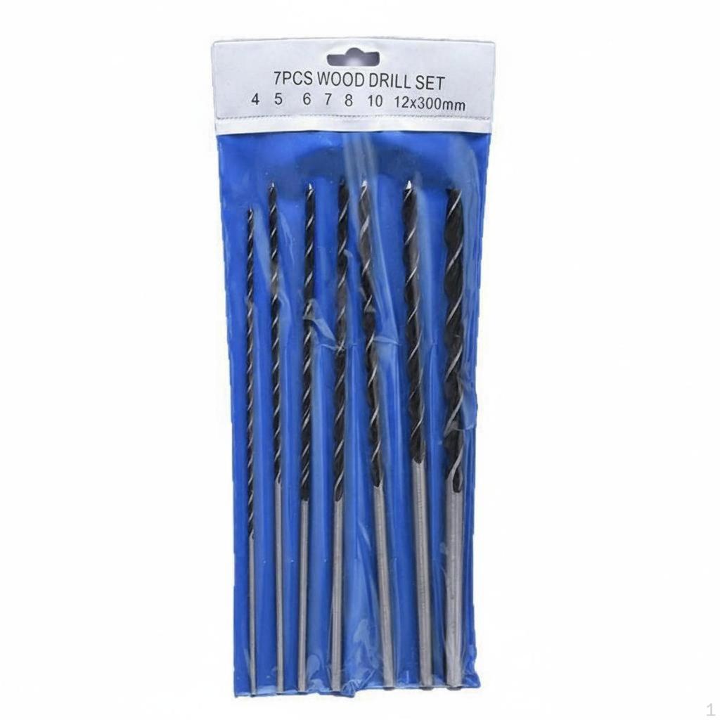 7 Pieces 300mm Wood Boring Tool Set High Hardness Brad Point Fast Cutting Power Accessory