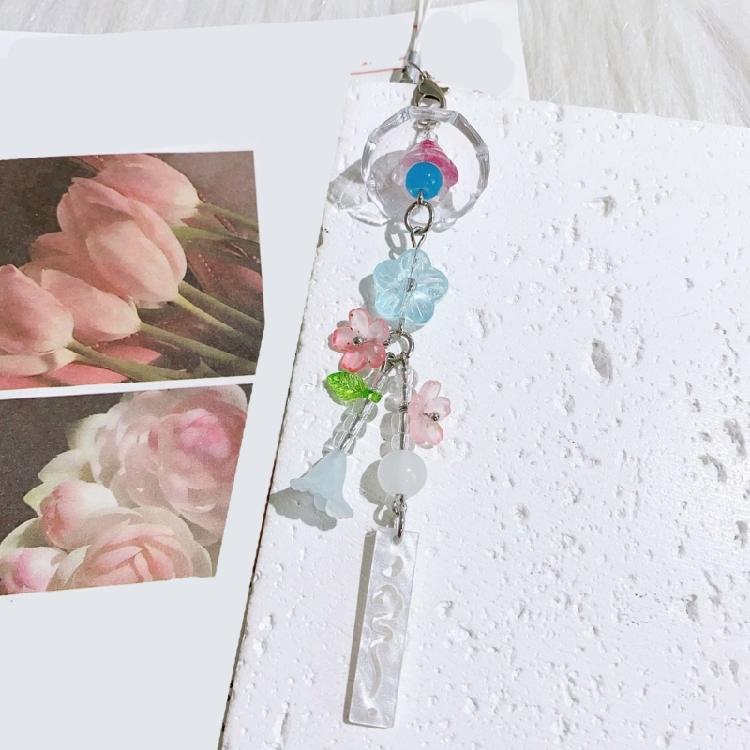 Handmade Resin Jellyfish Beaded Keychain Wind Chime Inspired Phone Strap Lightweight Stylish For Travel Photography