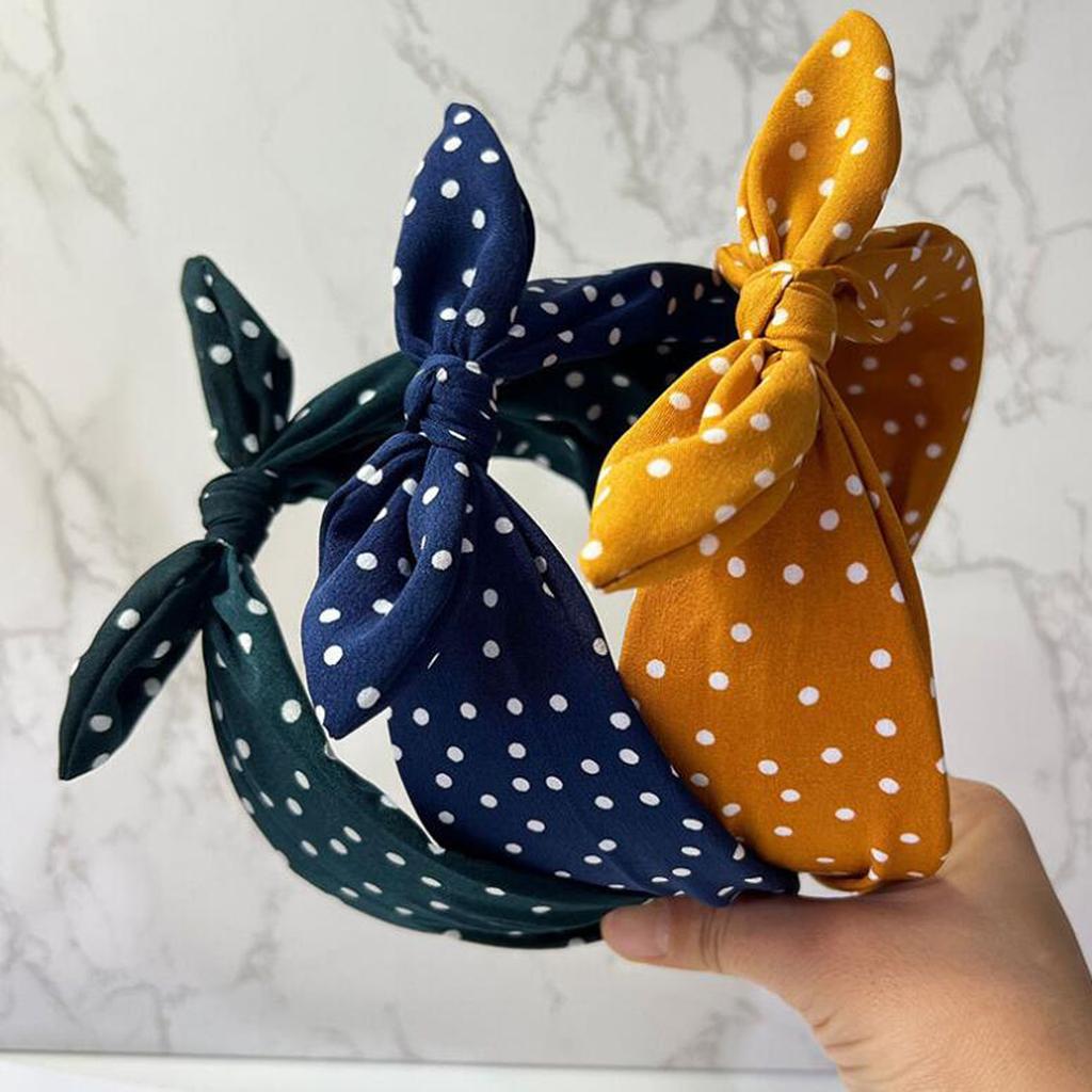 Polka Dot Headband Women Fashion Non Slip Cute Vintage Style Hair Accessories Suitable for Daily Makeup Hairstyl All Hair Types