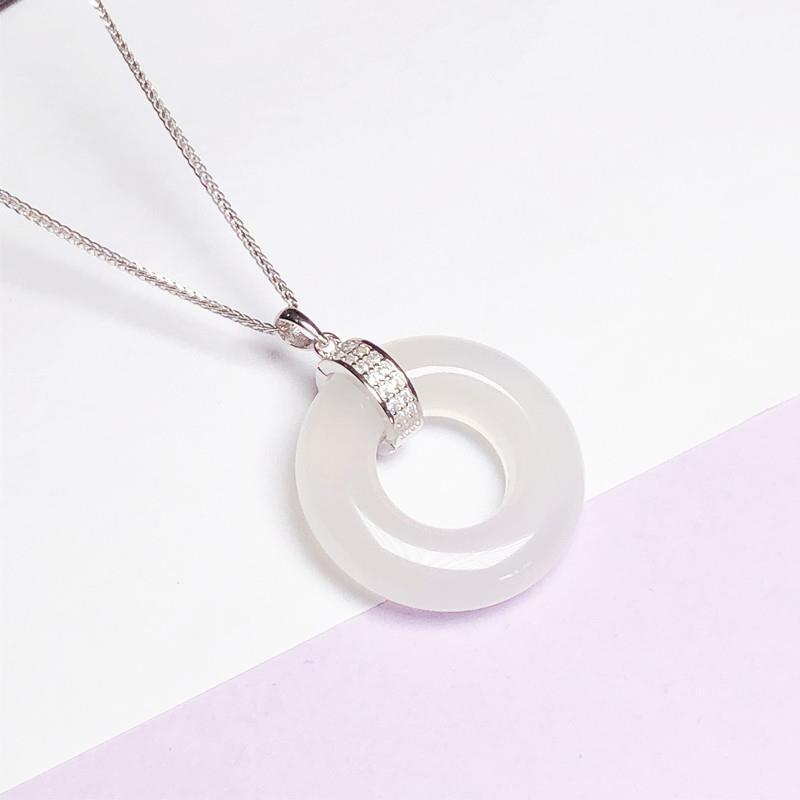 Jade Donut Buckle DIY Accessory: 925 Sterling Silver & Jadeite Pendant