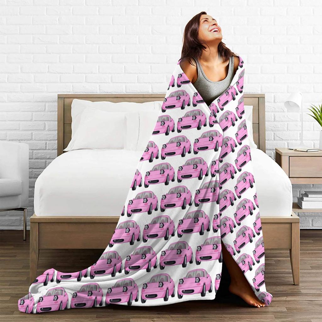 Cute Miata Face  Blankets Soft Warm Flannel Throw Blanket Plush for Bed Living room Picnic Travel Home Couch