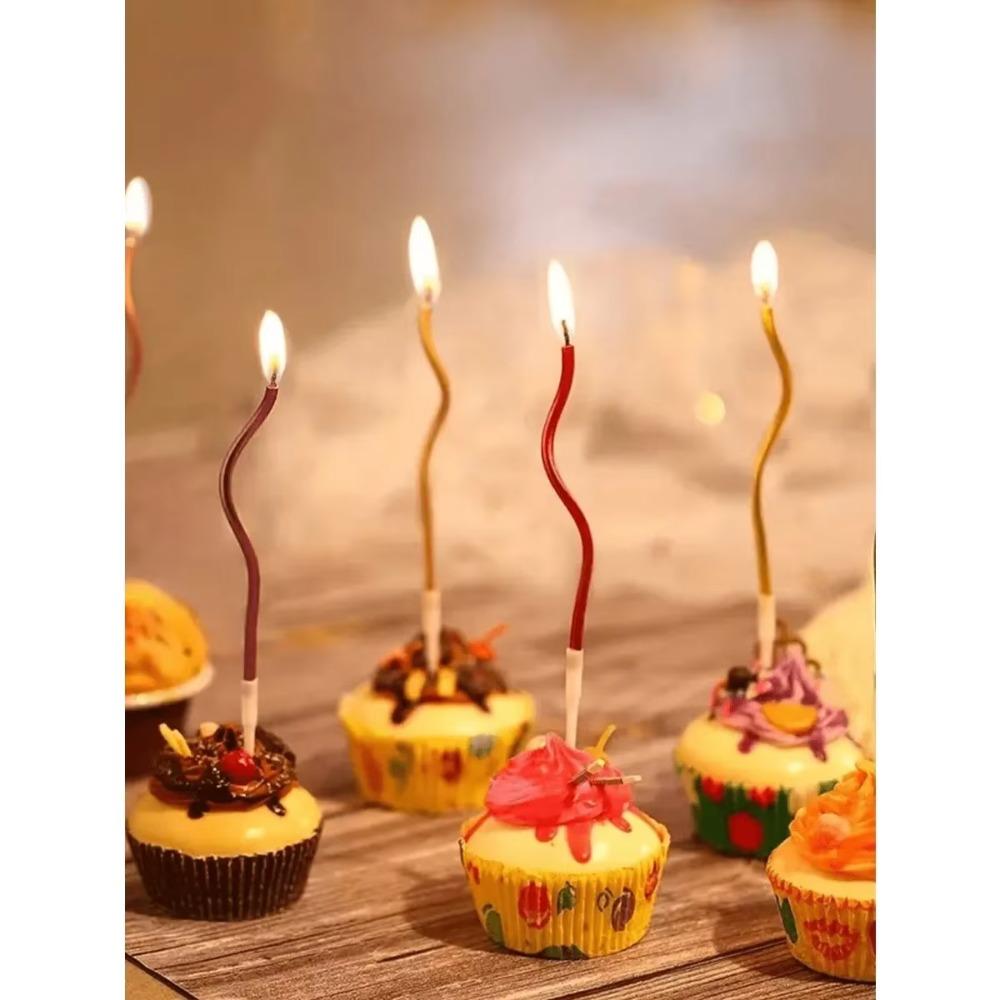 6/pcs10/20setBirthday Candles Spiral Cake Candles Long Thin Cake Candles For Wedding Party And Cake Decoration