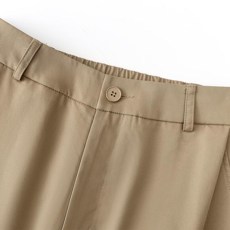 XiHui Women's Elastic High-Waist Straight-Leg Casual Pants