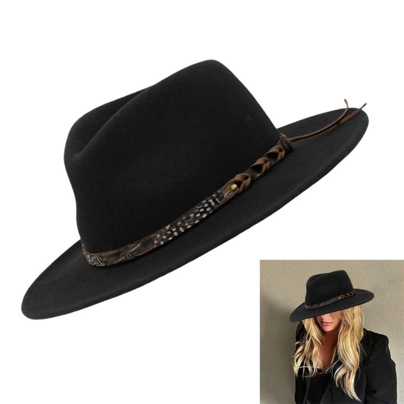 Eye Catching Western Hat Cosplay Costume Hat Stage Show Props Hat Halloween Costume Leather Belt Hat Carnivals Party Hat