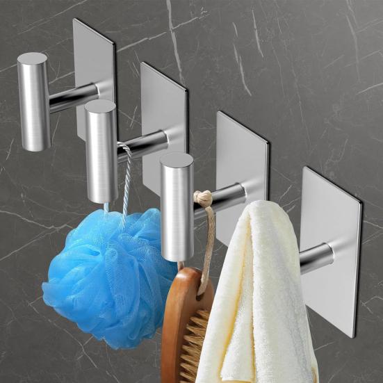 1/5Pcs Towel Hangers Storage Hooks Strong Load-bearing Simple Installation Self-Adhesive Wall Mount Hanging Hooks