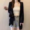 Korean Style Plus Size Loose Knit Cardigan - Spring/Summer, Long Sleeve, Airy & Elegant