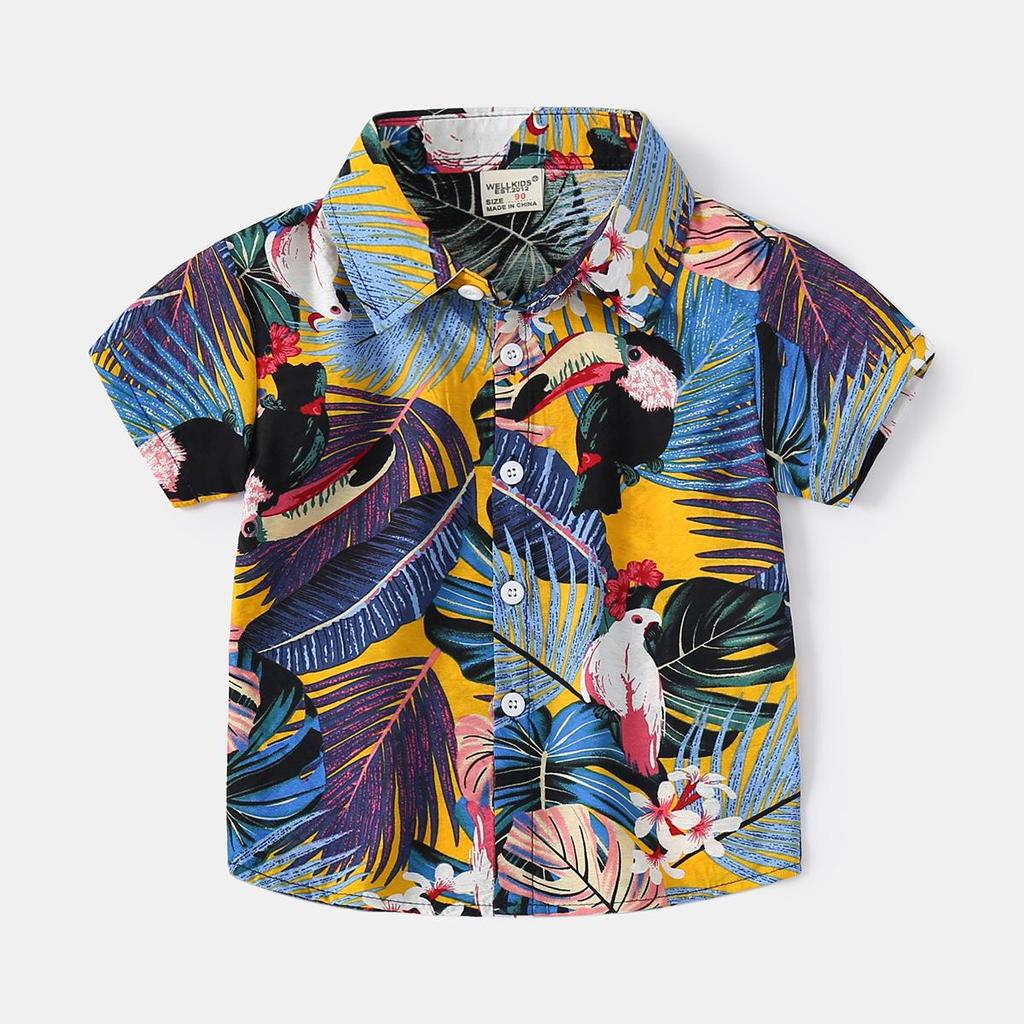 Boys' Summer Hawaiian Short-Sleeve Soft Shirts - Casual Kids' Shirts
