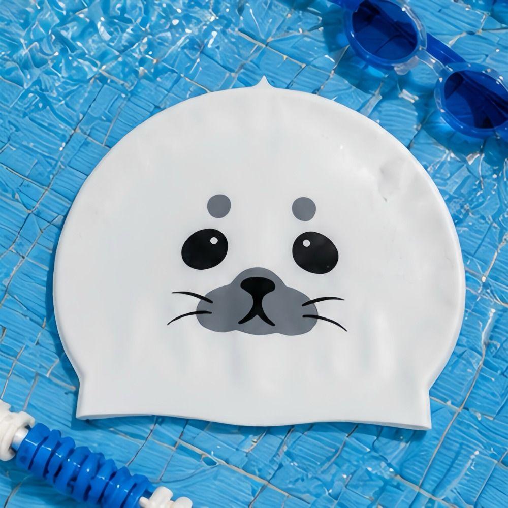 Ear Protection Silicone Swim Caps Animal Printed Seal Swim Hat Swimming Caps Women Girls
