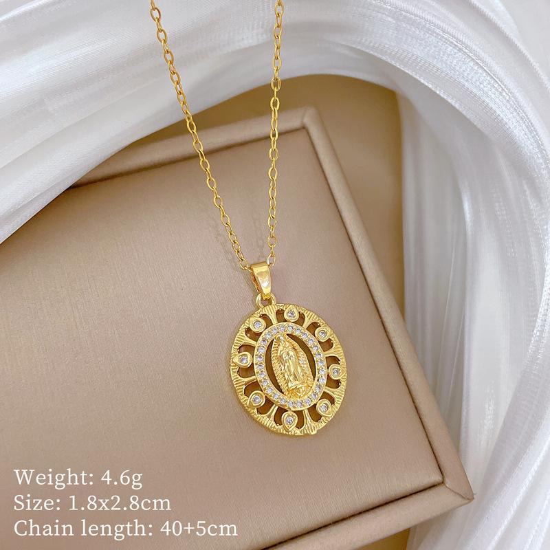 Multi-Element Style Copper Micro-Inlaid Necklace Combination Female Real Gold Electroplated Exquisite Collarbone Chain