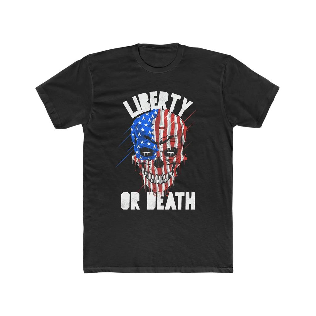 Usa Skull Liberty Or Death UnisexS Cotton Crew T Shirt