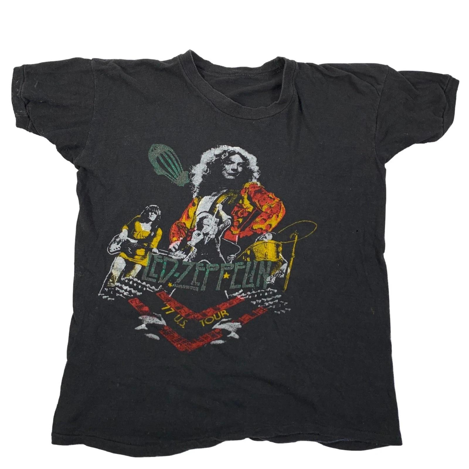 Vintage Led Zeppelin 77 Tour T-Shirt New Reprint Cotton Full Size S to 5XL Hol M
