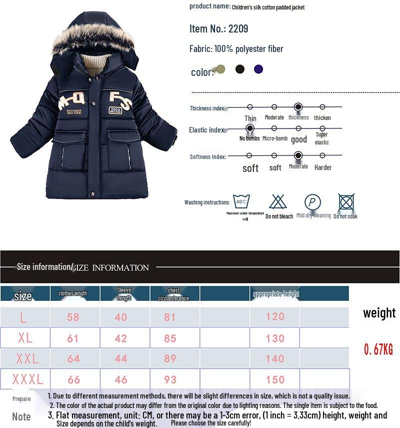 2023 Children's Thick Cotton Jacket for Boys