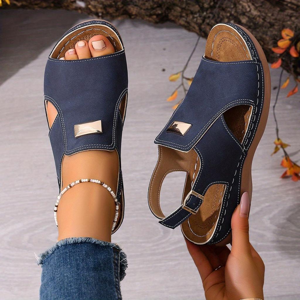 Summer New Large-size Women's Sandals, Elastic Strap Wedge-toe Slip-on Fashionable Sandals for Women, Summer Beach Sandals