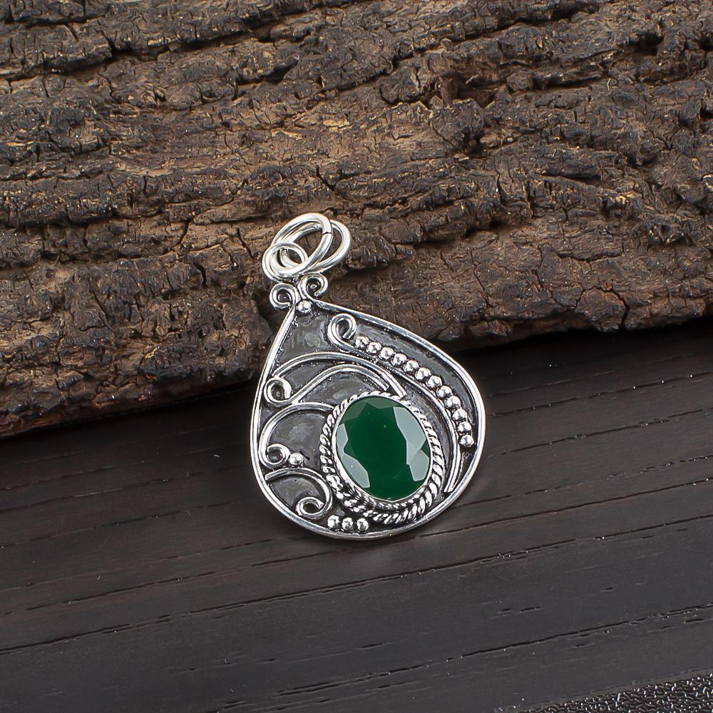 Green Onyx Pendant, 925 Sterling Silver Jewelry, Gift For Women Handmade Pendant Gemstone Jewelry