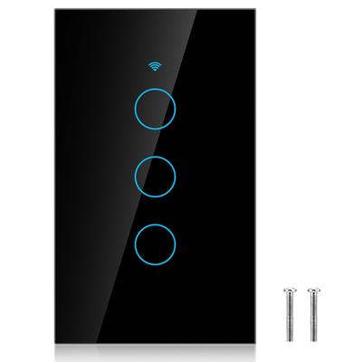 WLAN Touchscreen Schalter Einzelkreis für Alexa Google 3-Wege AC (Schwarz )