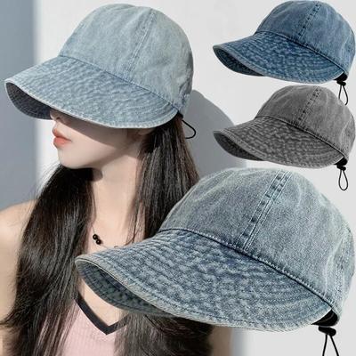 Chapeaux seau en Denim délavé à bord brut pour femmes, chapeau de pêcheur pliable pour voyage, plage, été, pour hommes, casquettes de pêche