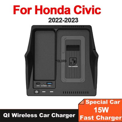 For Honda Civic 11th FE 2022 2023 Car Wireless Charger Fast Cell Phone Charging Plate Adapter Interior Modification Auto Parts