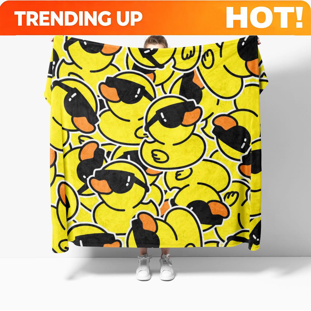 Custom Yellow Duck Throw Blanket Cute Anime Soft Cozy Blankets Soft Warm Flannel Blanket Travel Blankets For Bed Living Room Hom